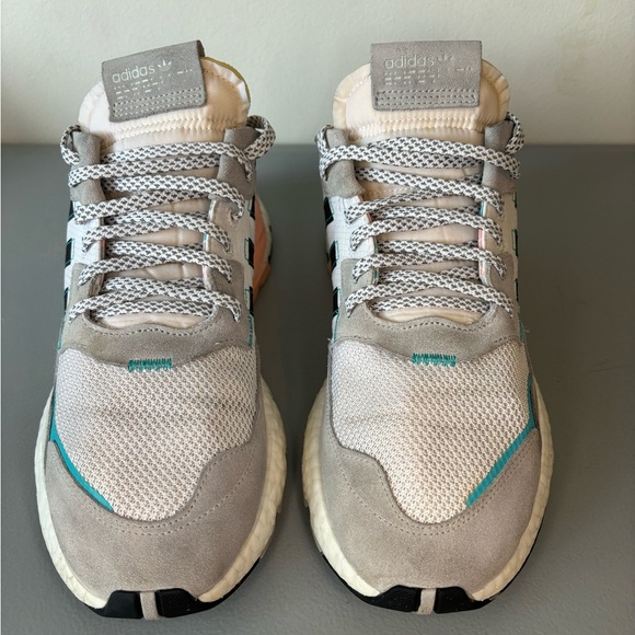 Adidas Men’s Nite Jogger White Hi-Res Aqua Size 12 - Picture 4 of 12